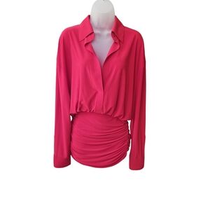 Norma Kamali Bright Red Long Sleeve Dress